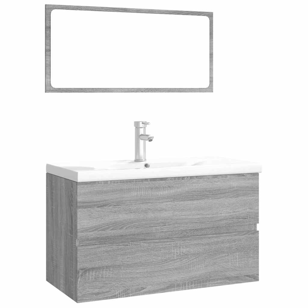 Set kupaonskog namještaja boja hrasta sonome konstruirano drvo Siva 80 x 39.5 x 45 cm