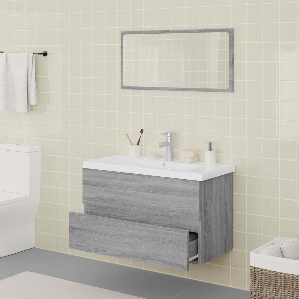Set kupaonskog namještaja boja hrasta sonome konstruirano drvo Siva 80 x 39.5 x 45 cm