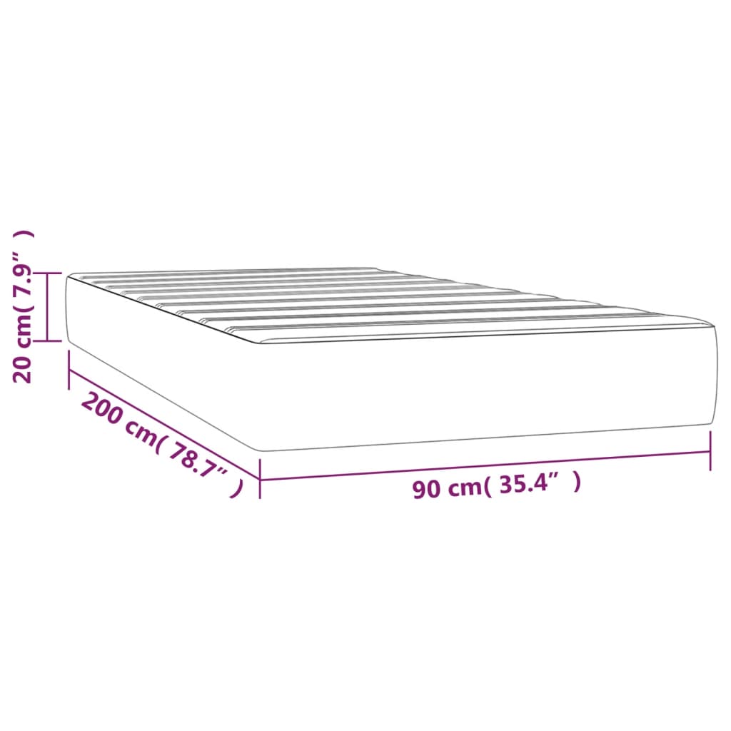 Madrac s džepičastim oprugama srednje tvrdoće svjetlosivi 90x200x20 cm tkanina