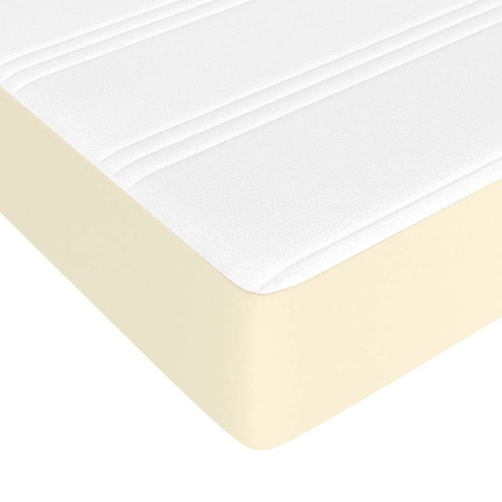 Madrac s džepičastim oprugama srednje tvrdoće krem 90x200x20 cm od umjetne kože
