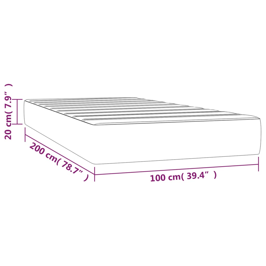 Madrac s džepičastim oprugama srednje tvrdoće crni 100x200x20 cm umjetne kože