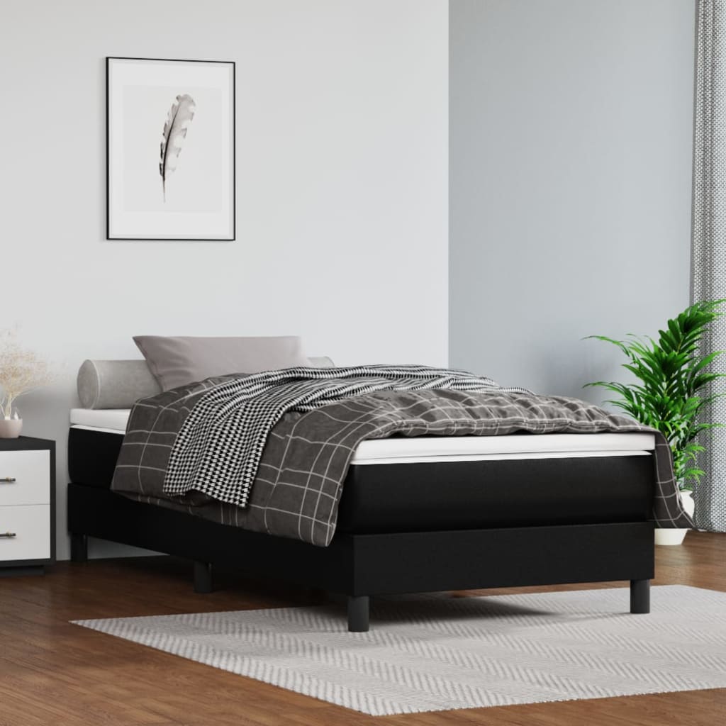 Madrac s džepičastim oprugama srednje tvrdoće crni 100x200x20 cm umjetne kože