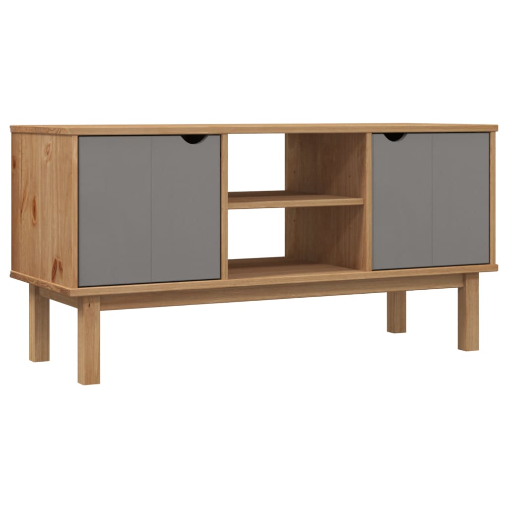 TV ormarić OTTA smeđe-sivi 113,5x43x57 cm od masivne borovine