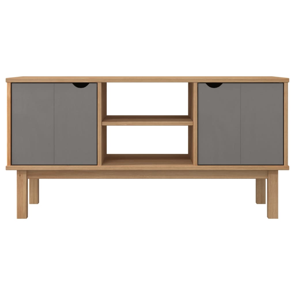 TV ormarić OTTA smeđe-sivi 113,5x43x57 cm od masivne borovine