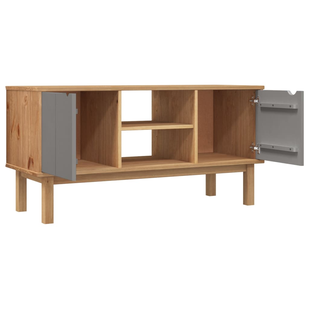 TV ormarić OTTA smeđe-sivi 113,5x43x57 cm od masivne borovine