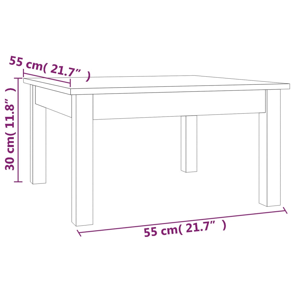 Stolić za kavu bijeli 55x55x30 cm od masivne borovine
