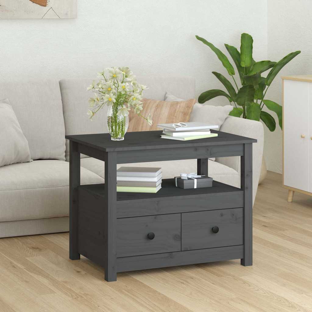 Stolić za kavu sivi 71 x 49 x 55 cm od masivne borovine Siva