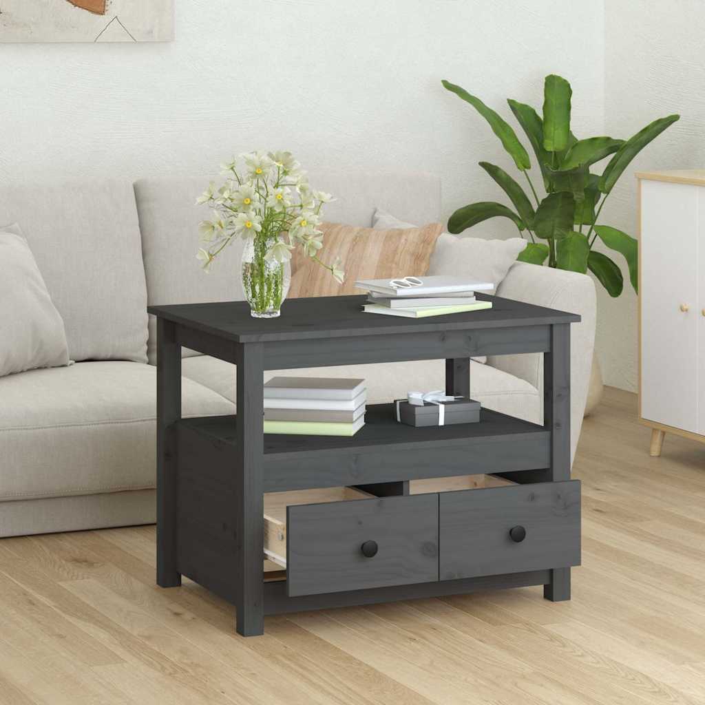 Stolić za kavu sivi 71 x 49 x 55 cm od masivne borovine Siva