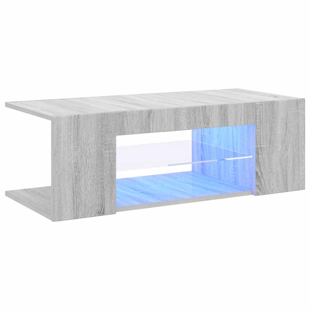 TV ormarić s LED svjetlima boja hrasta sonome 90 x 39 x 30 cm Siva