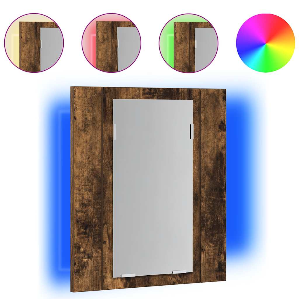 LED kupaonski ormarić s ogledalom boja hrasta 40x12x45cm drveni Smeđa
