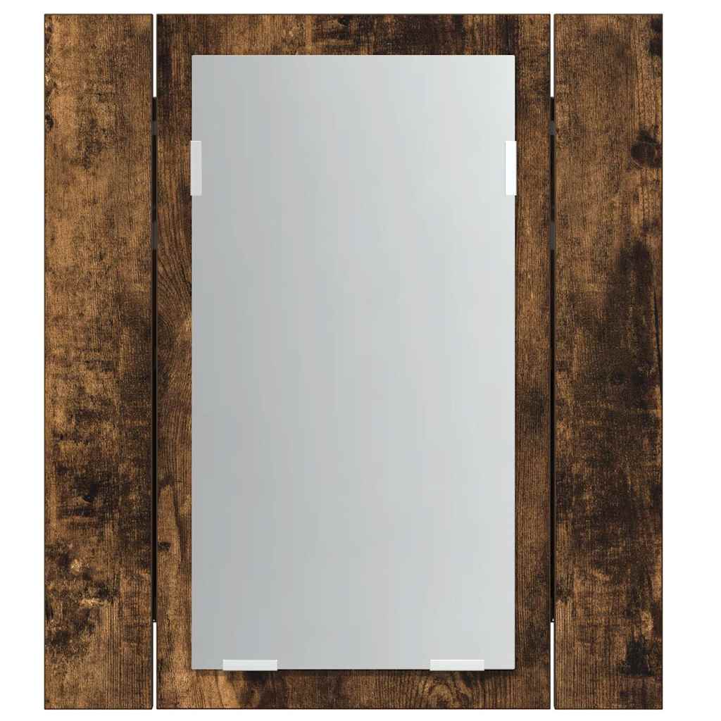 LED kupaonski ormarić s ogledalom boja hrasta 40x12x45cm drveni Smeđa
