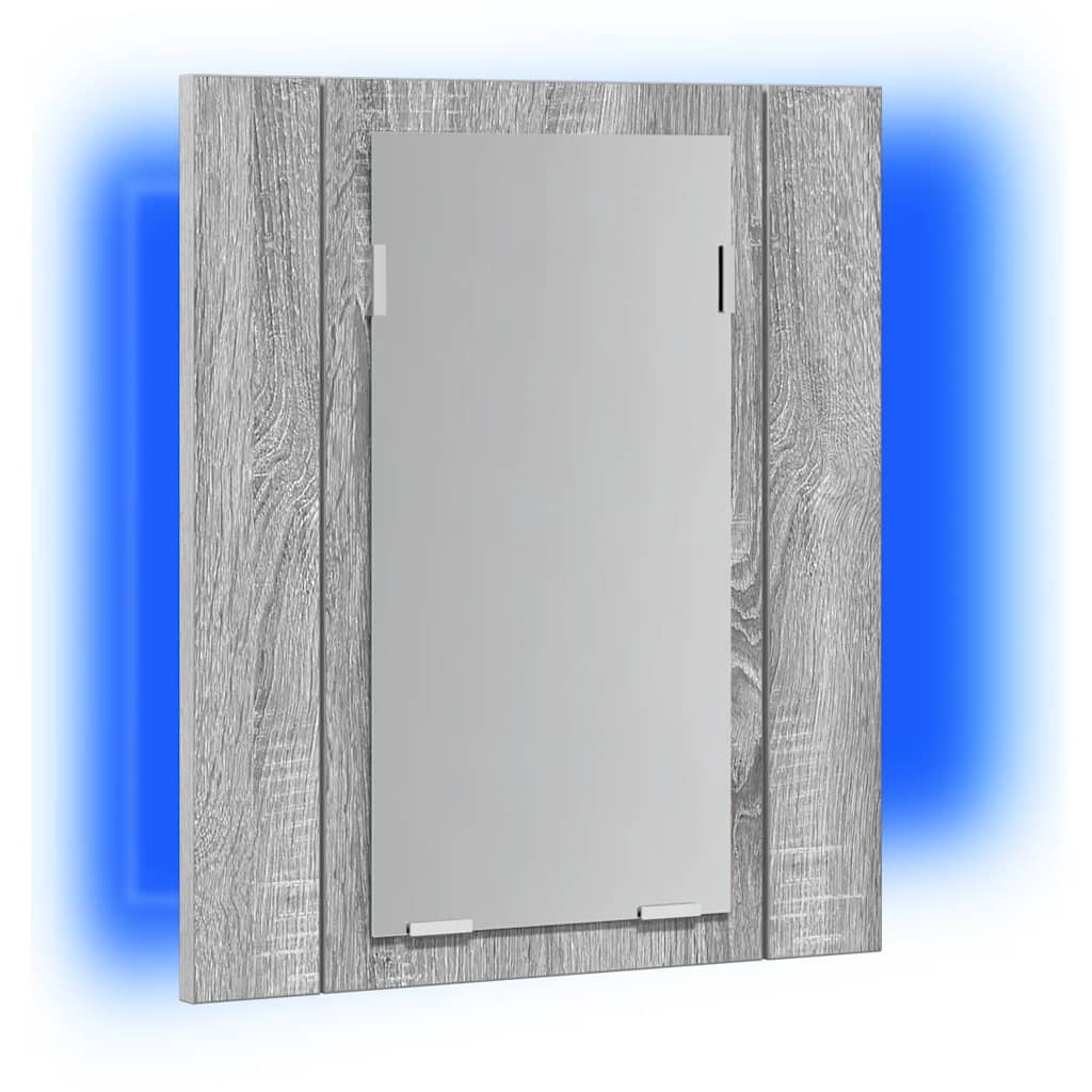 LED kupaonski ormarić s ogledalom boja hrasta 40x12x45cm drveni Siva