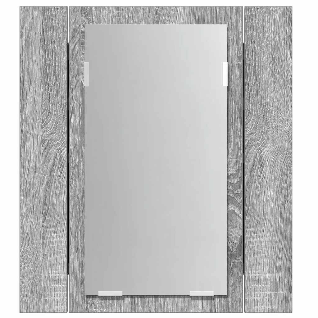 LED kupaonski ormarić s ogledalom boja hrasta 40x12x45cm drveni Siva
