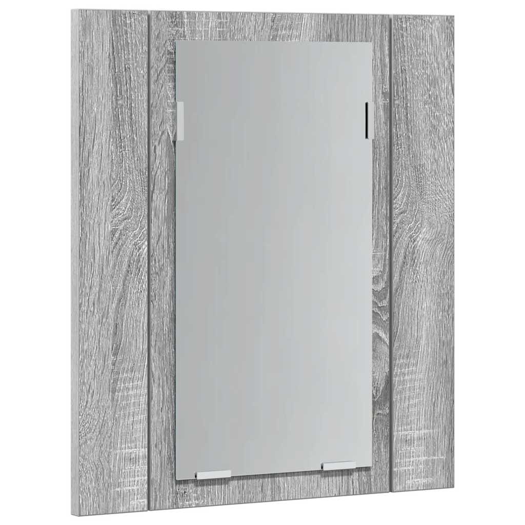 LED kupaonski ormarić s ogledalom boja hrasta 40x12x45cm drveni Siva