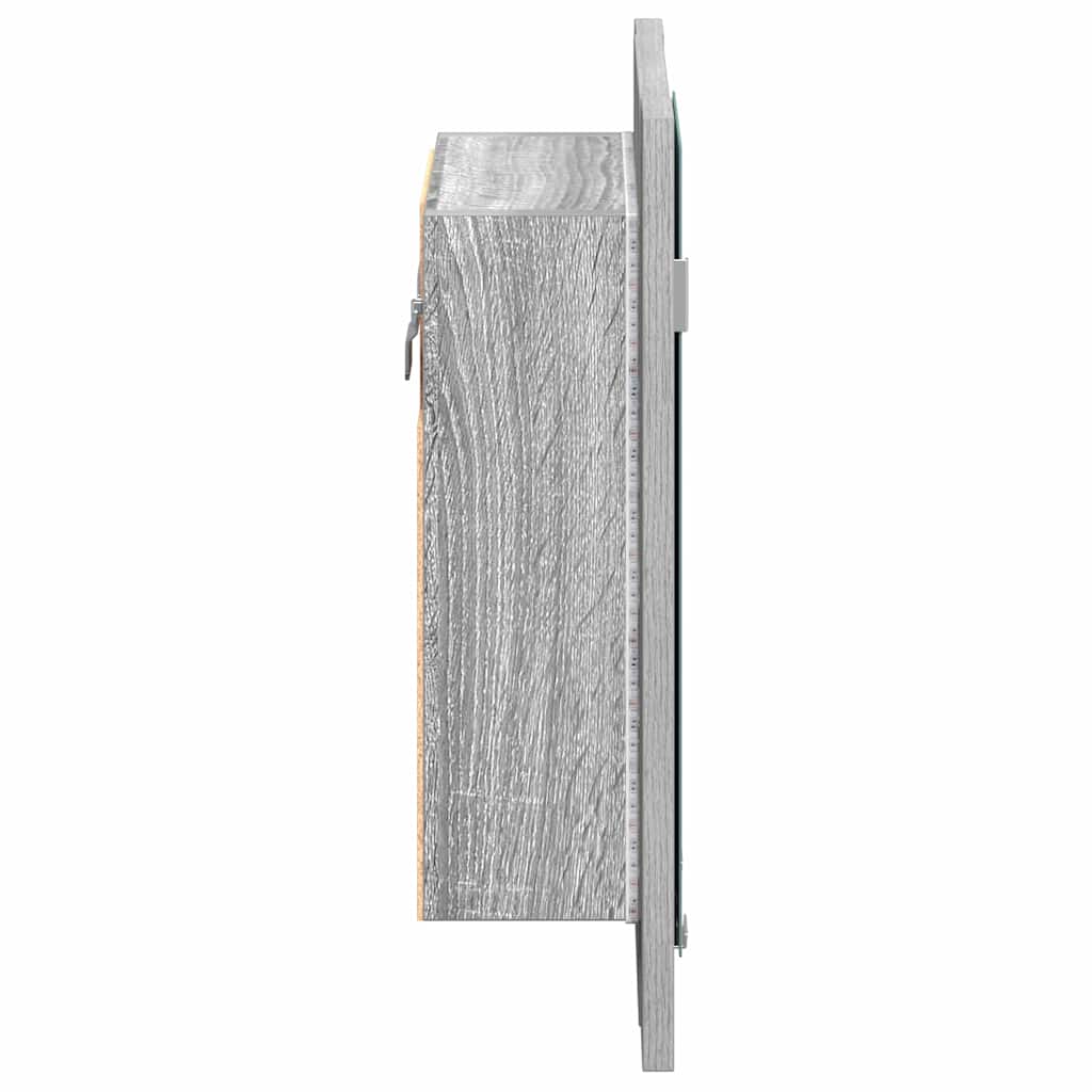 LED kupaonski ormarić s ogledalom boja hrasta 40x12x45cm drveni Siva