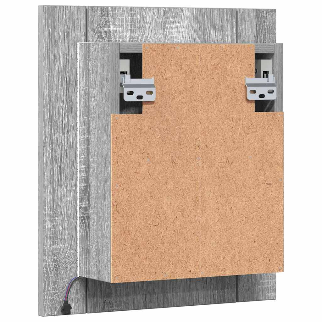 LED kupaonski ormarić s ogledalom boja hrasta 40x12x45cm drveni Siva