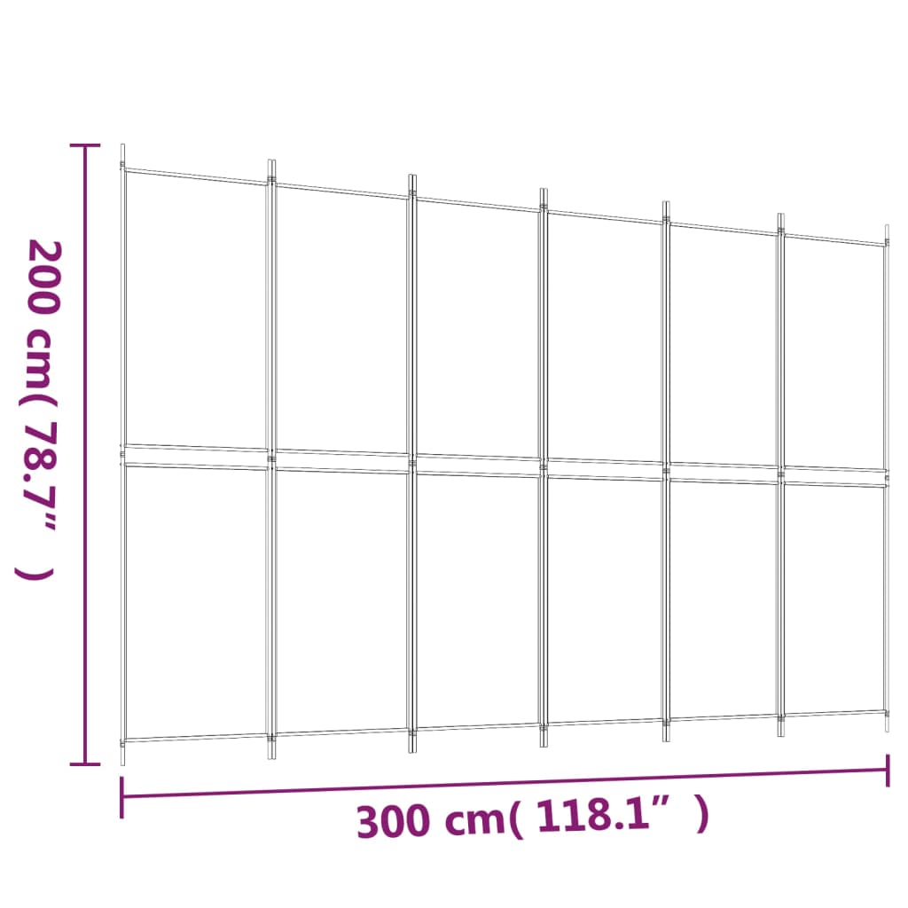 Sobna pregrada s 6 panela smeđa 300 x 200 cm od tkanine