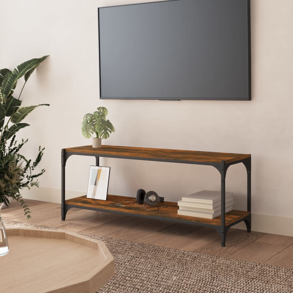 TV ormarić boja hrasta 100x33x41 cm konstruirano drvo i čelik Smeđa