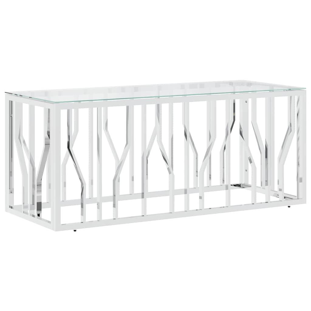 Stolić za kavu 110 x 45 x 45 cm od nehrđajućeg čelika i stakla Srebrna