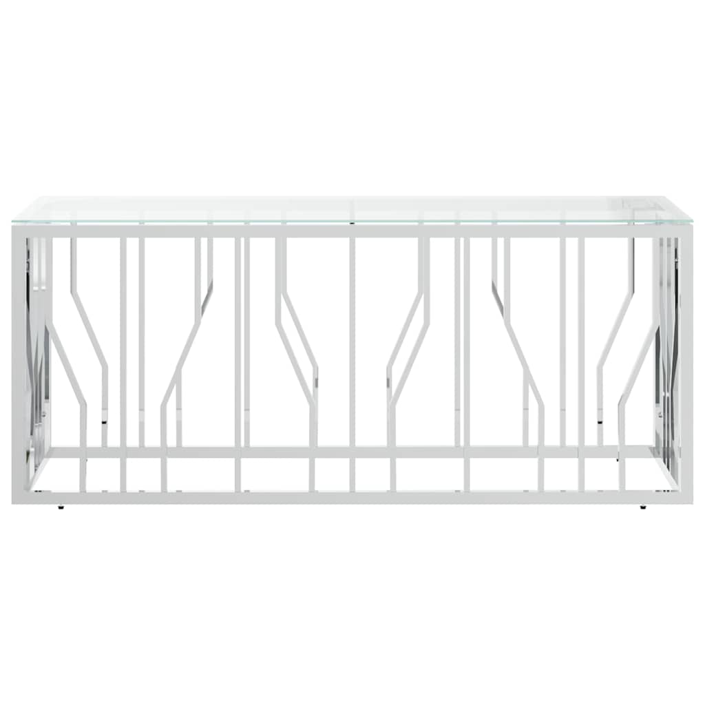 Stolić za kavu 110 x 45 x 45 cm od nehrđajućeg čelika i stakla Srebrna