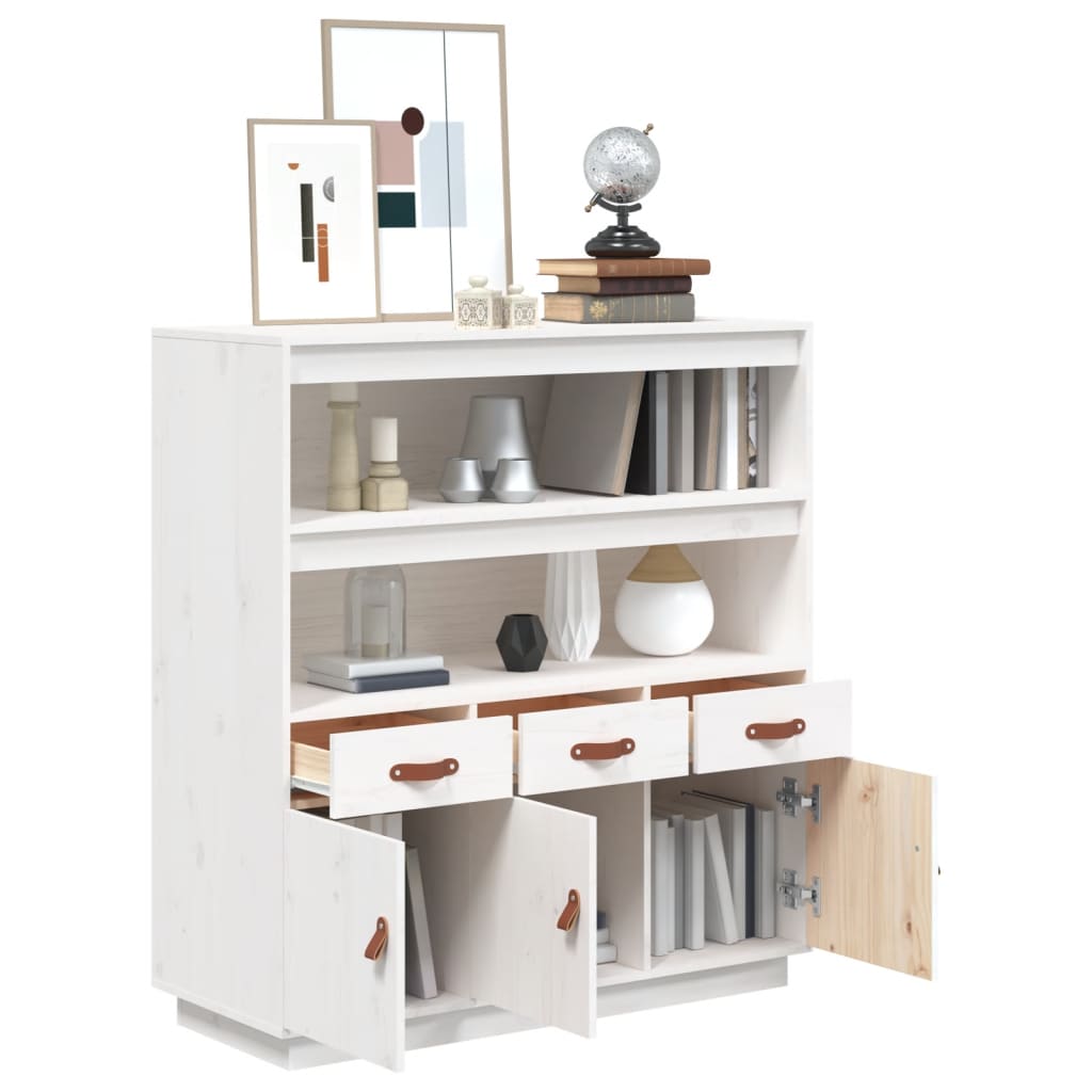 Visoka komoda bijela 100 x 40 x 108,5 cm od masivne borovine