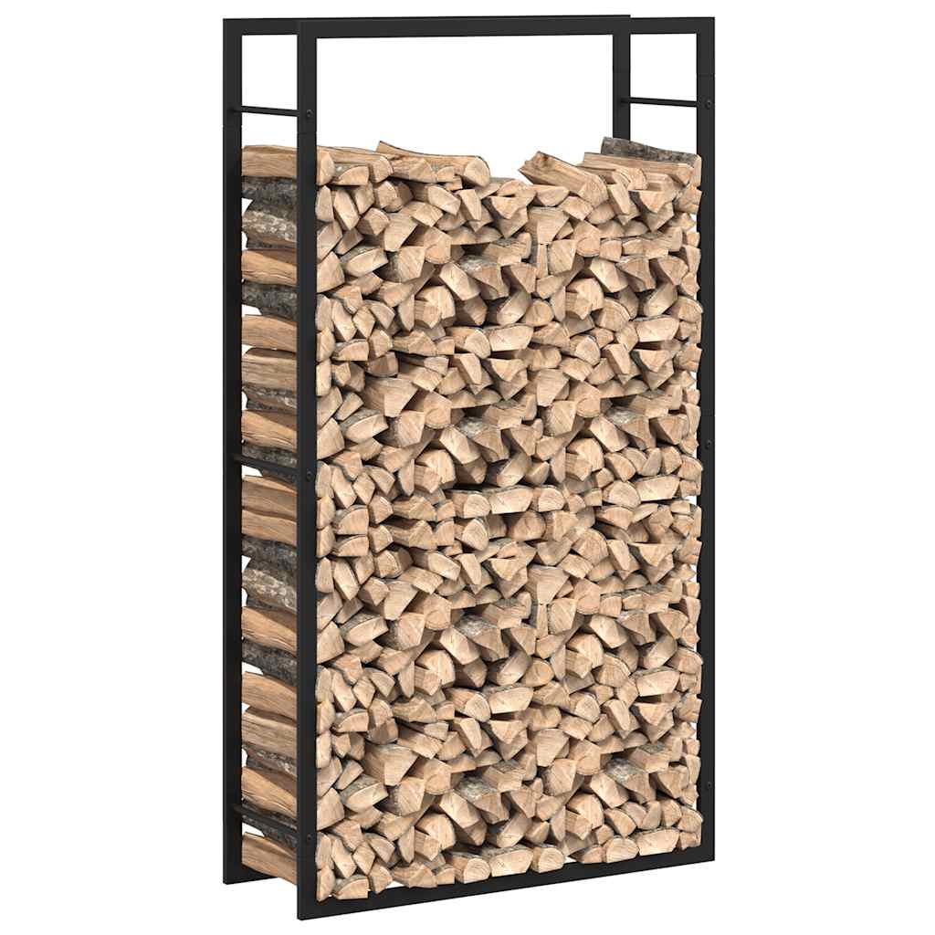 Stalak za drva za ogrjev mat crni 80x28x154 cm čelik