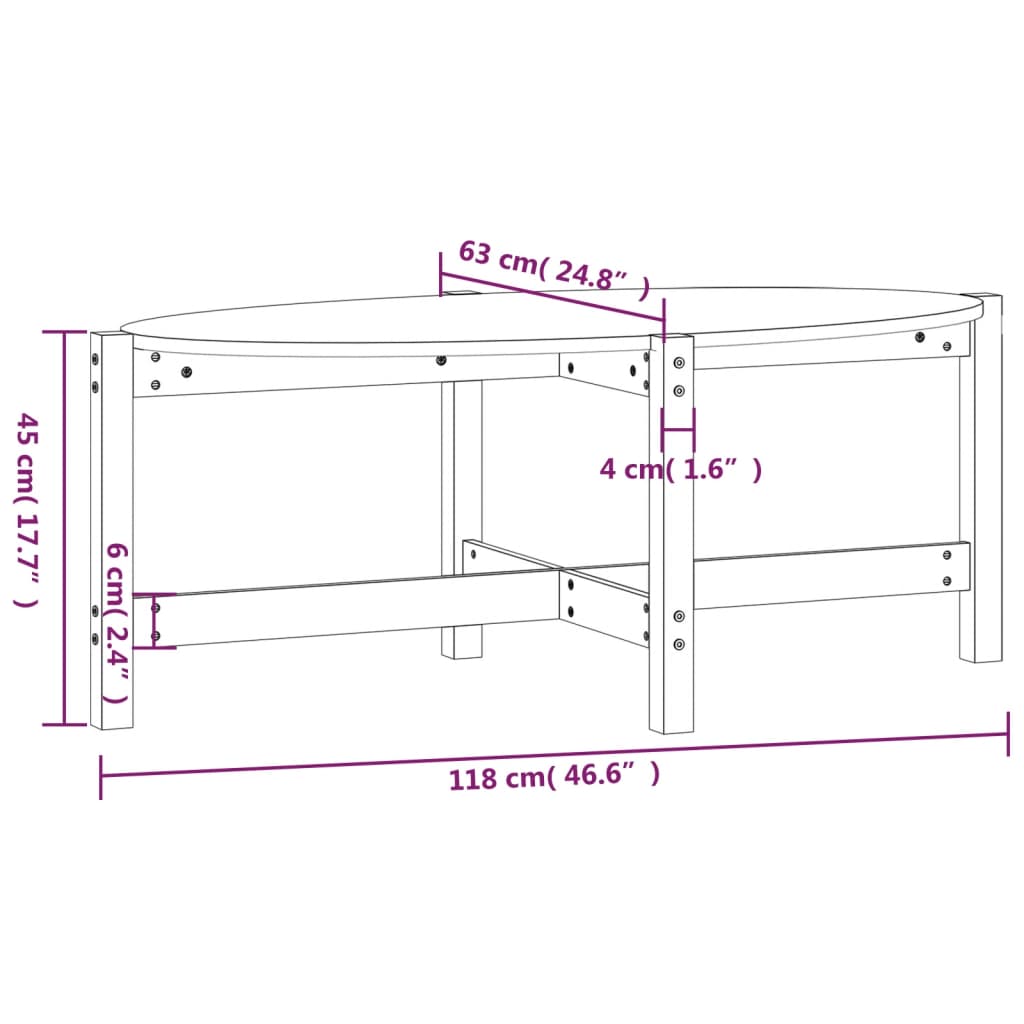 Stolić za kavu sivi 118 x 63 x 45 cm od masivne borovine