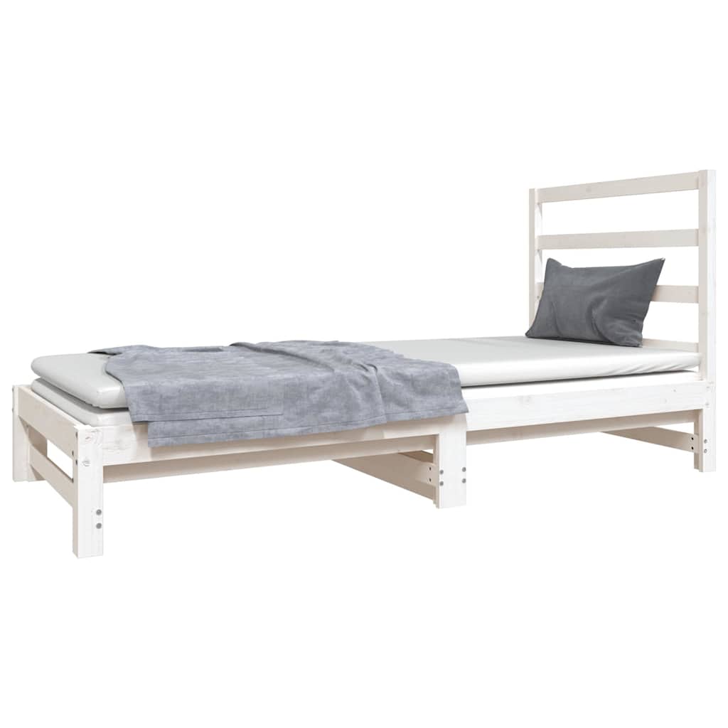 Dnevni ležaj na izvlačenje bijeli 2x(90x190)cm masivna borovina Bijela