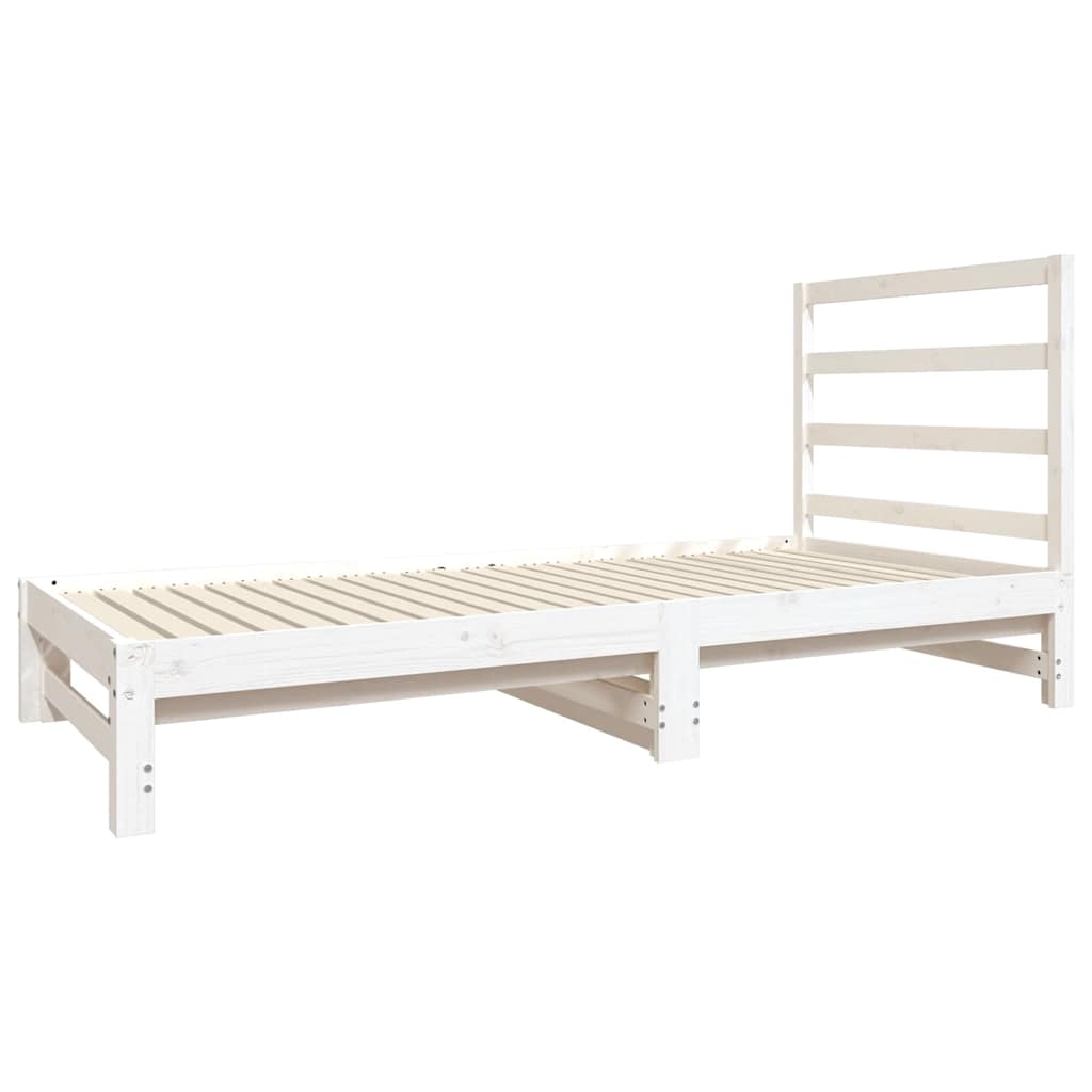 Dnevni ležaj na izvlačenje bijeli 2x(90x190)cm masivna borovina Bijela
