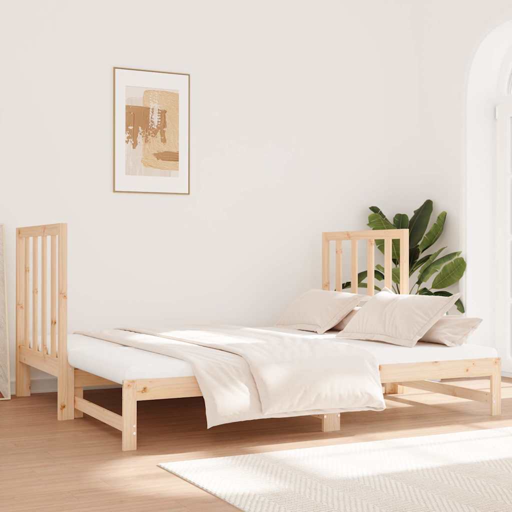 Dnevni ležaj na izvlačenje 2 x (90x190) cm od masivne borovine Smeđa