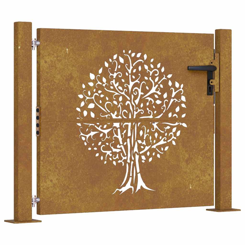 Vrtna vrata 100x75 cm Corten čelik Dizajn stabla