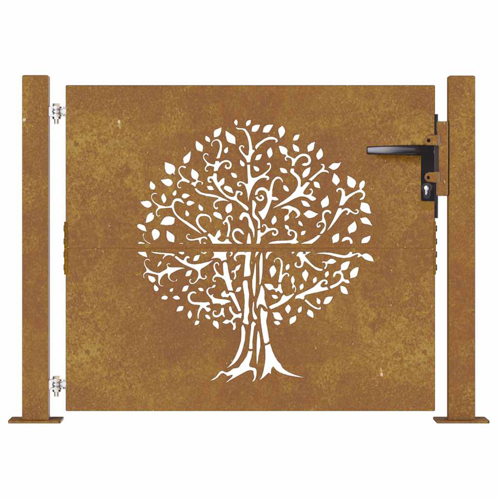 Vrtna vrata 100x75 cm Corten čelik Dizajn stabla