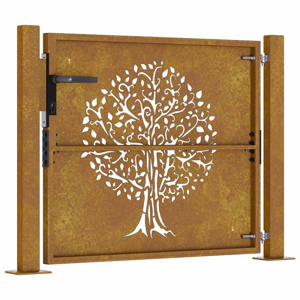 Vrtna vrata 100x75 cm Corten čelik Dizajn stabla