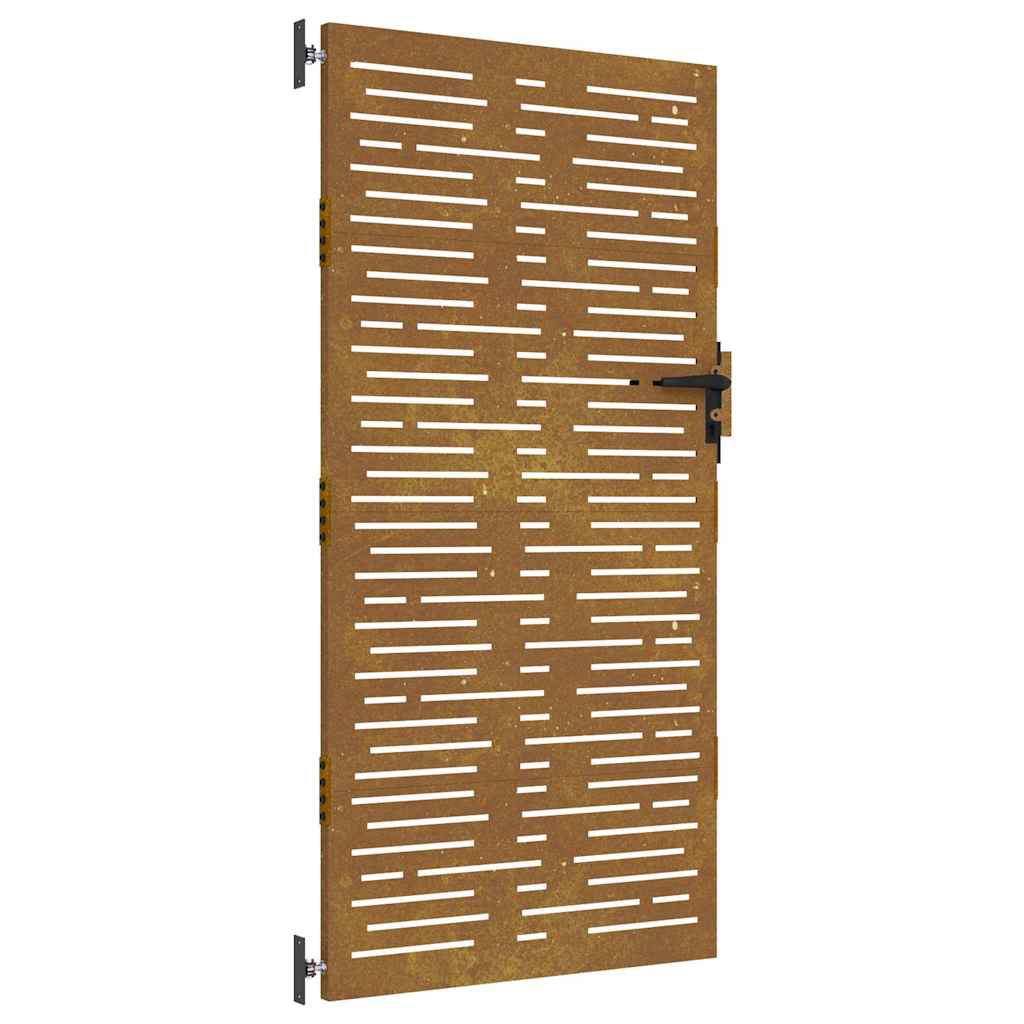 Vrtna vrata 85 x 200 cm od čelika COR-TEN četvrtasti dizajn