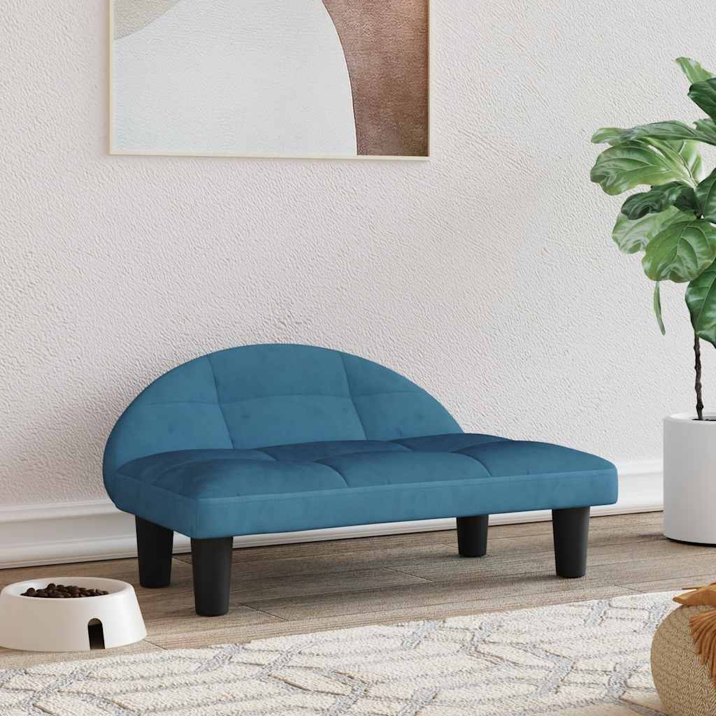Krevet za pse plavi 70x52x30 cm baršunasti
