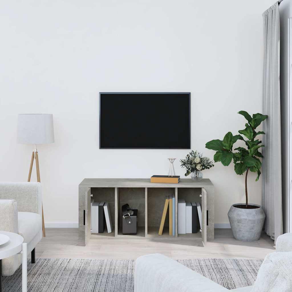 TV ormarić boja betona 100 x 35 x 40 cm od konstruiranog drva Siva