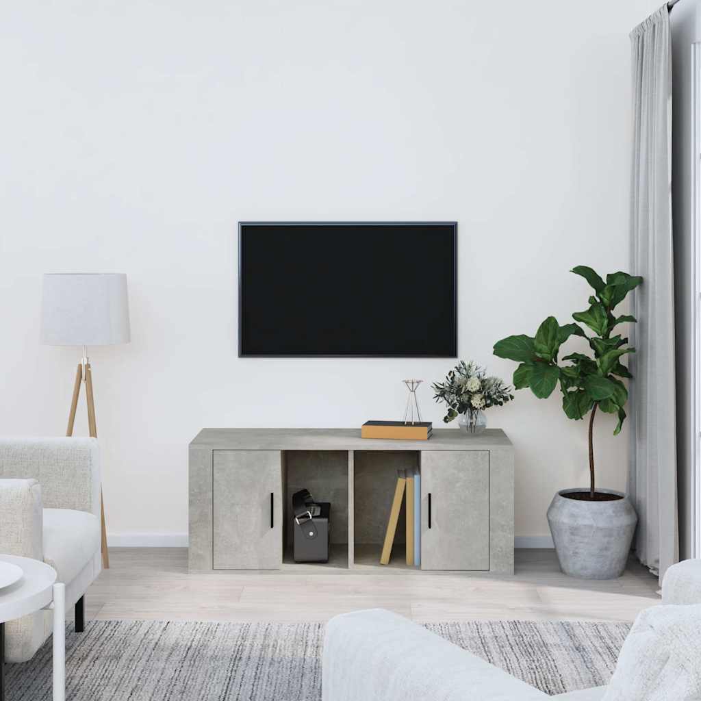 TV ormarić boja betona 100 x 35 x 40 cm od konstruiranog drva Siva