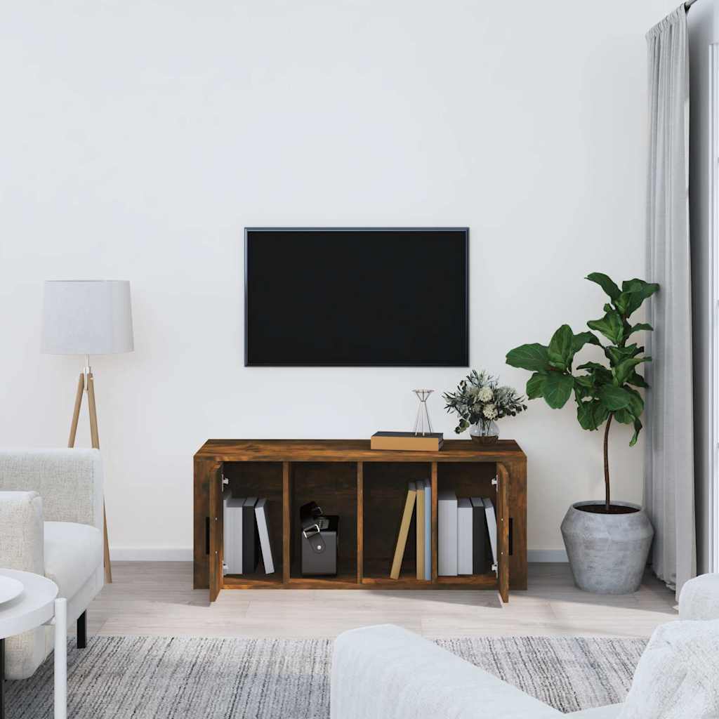 TV ormarić boja dimljenog hrasta 100x35x40 cm konstruirano drvo Smeđa