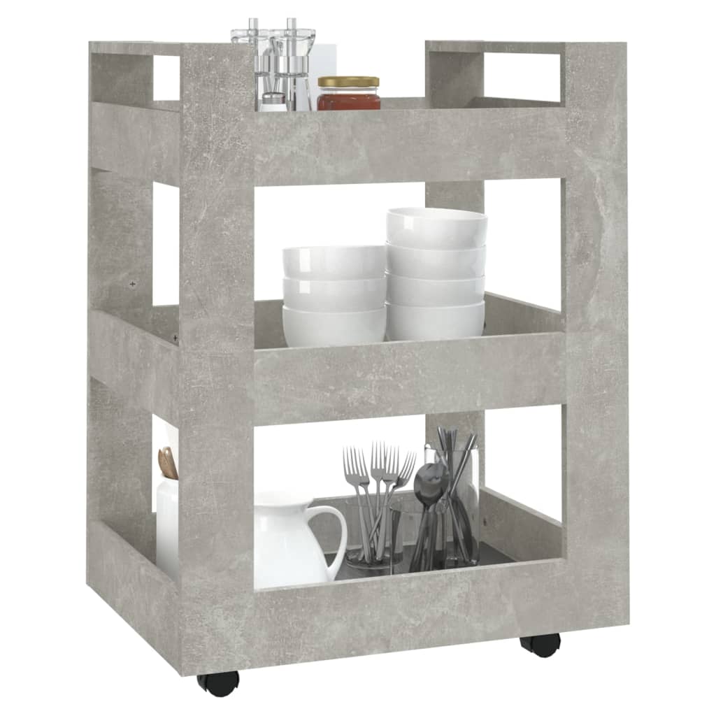 Kuhinjska kolica siva boja betona 60x45x80 cm konstruirano drvo