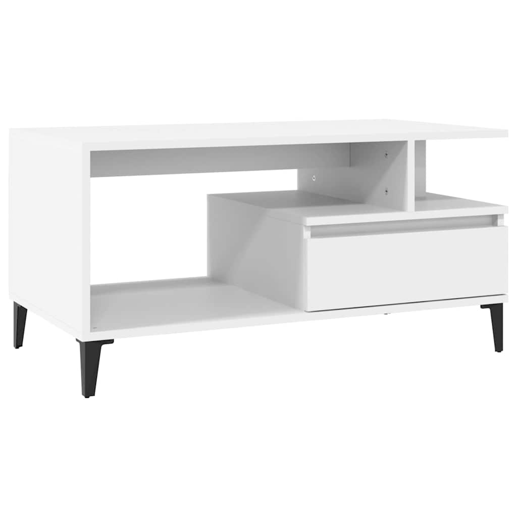 Stolić za kavu bijeli 90 x 49 x 45 cm od konstruiranog drva Bijela