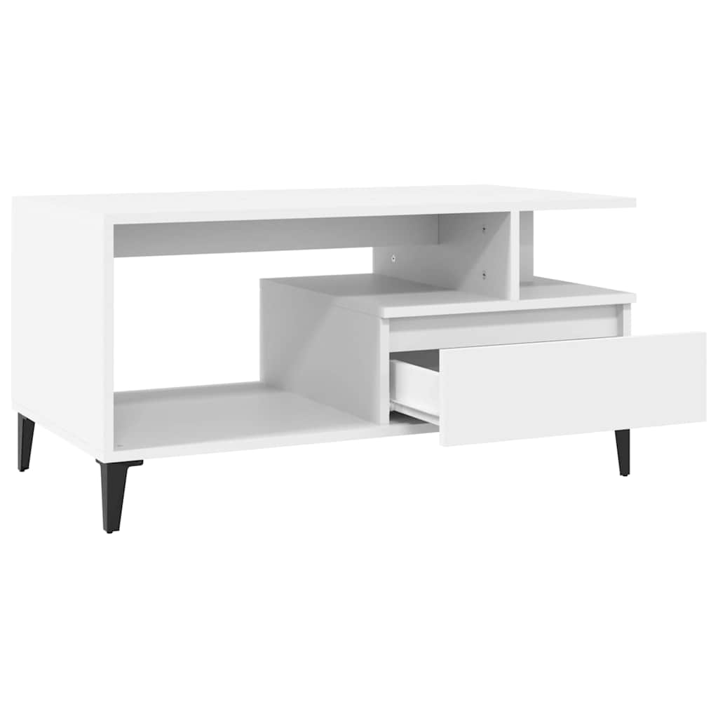 Stolić za kavu bijeli 90 x 49 x 45 cm od konstruiranog drva Bijela