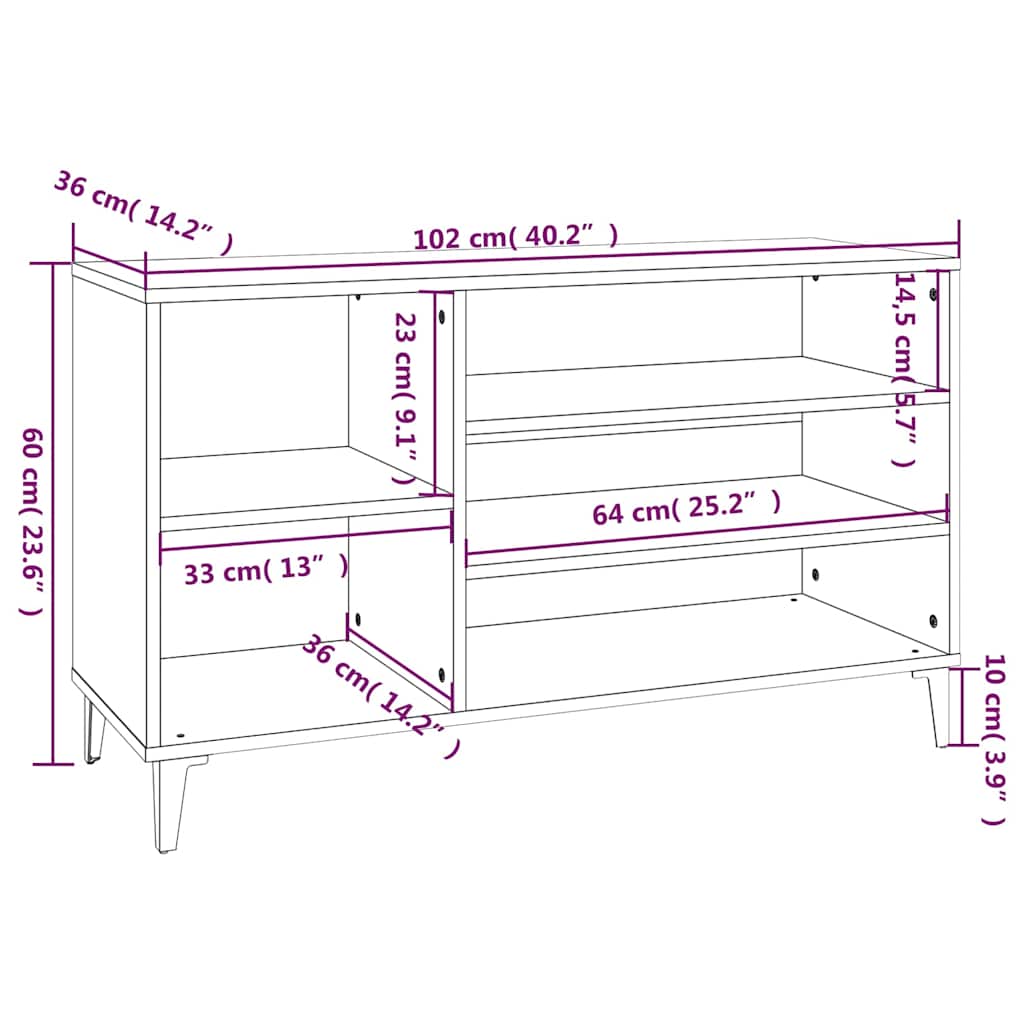Ormarić za cipele crni 102 x 36 x 60 cm od konstruiranog drva Crna