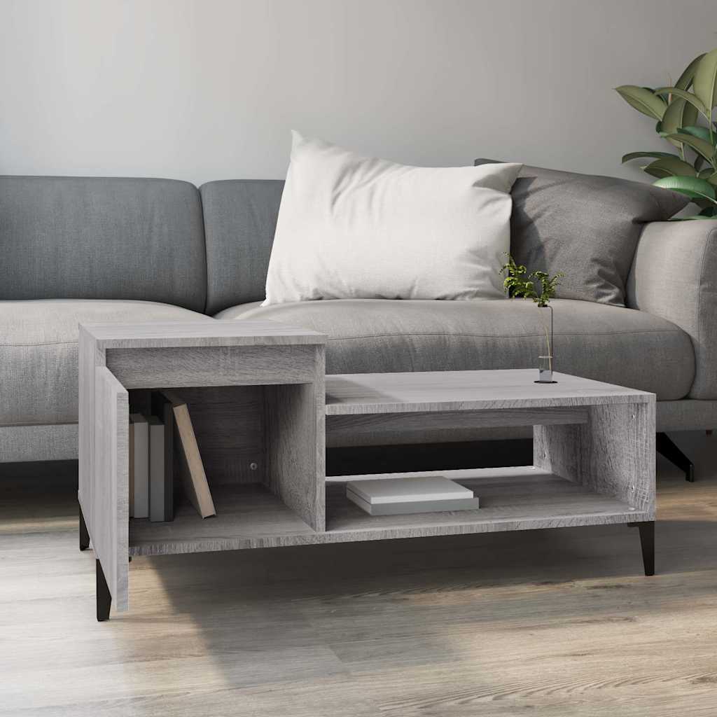 Stolić za kavu boja sivog hrasta 100x50x45 cm konstruirano drvo Siva
