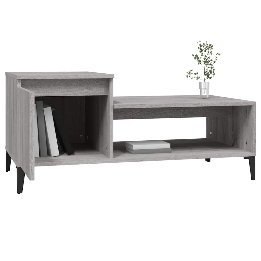 Stolić za kavu boja sivog hrasta 100x50x45 cm konstruirano drvo Siva