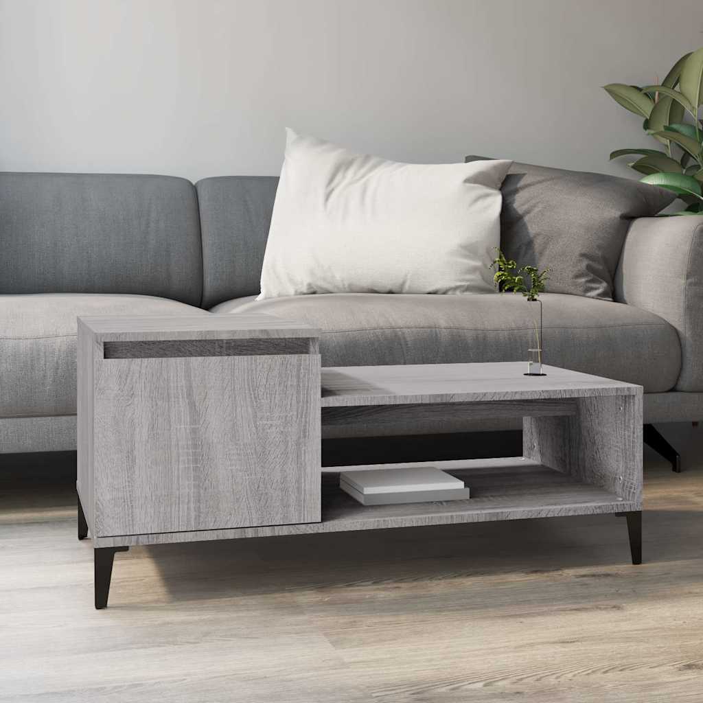 Stolić za kavu boja sivog hrasta 100x50x45 cm konstruirano drvo Siva