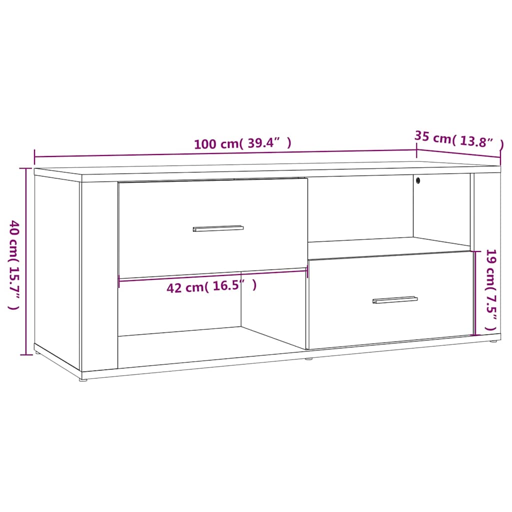 TV ormarić bijeli 100 x 35 x 40 cm od konstruiranog drva Bijela