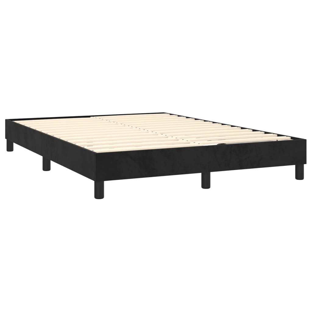 Okvir za krevet s oprugom crni 140 x 190 cm baršunasti