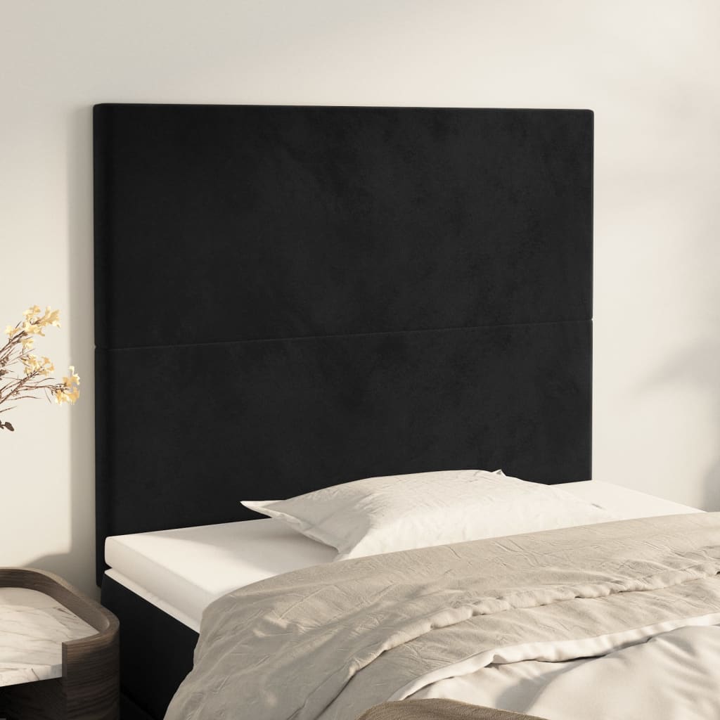 Uzglavlje crno 100x5x118/128 cm baršunasto