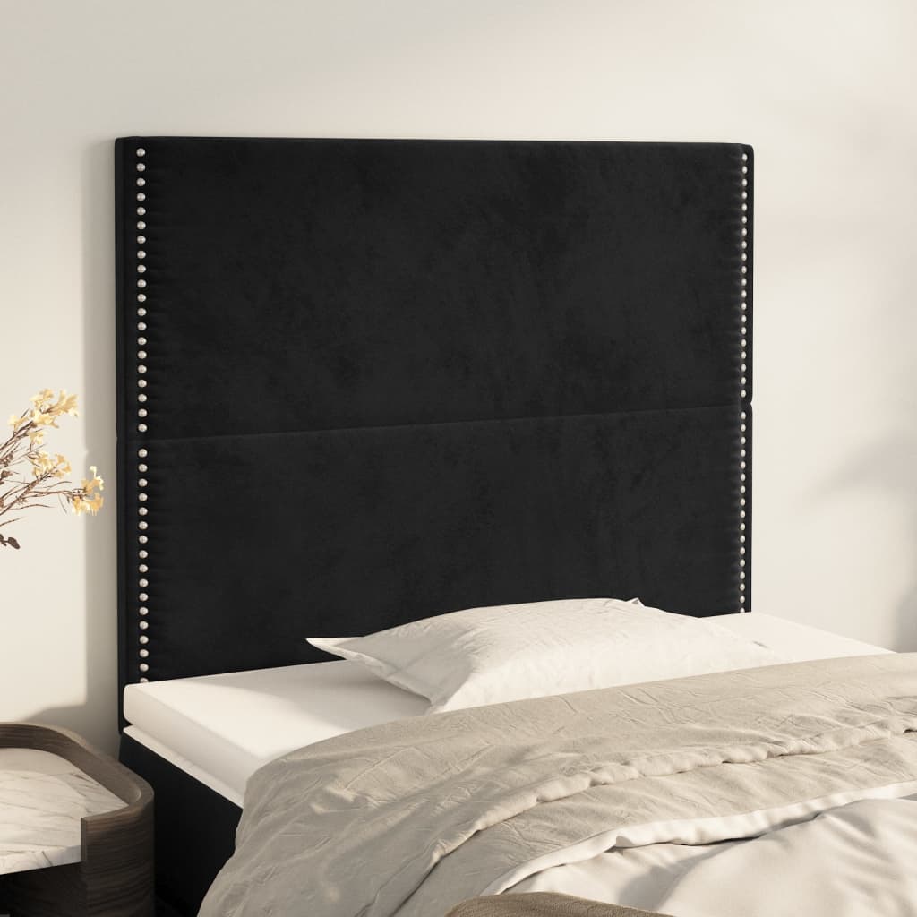 Uzglavlje crno 100x5x118/128 cm baršunasto