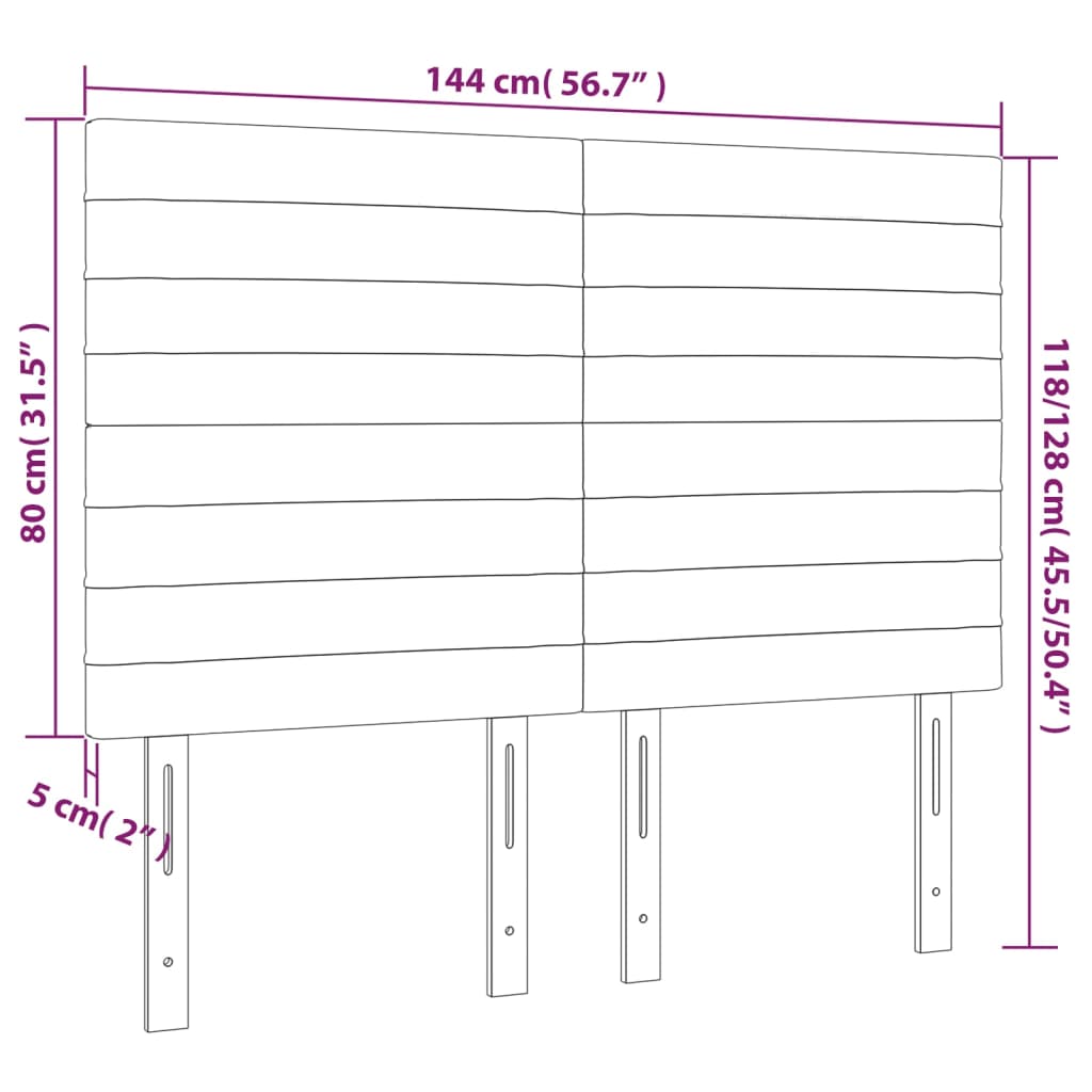 Uzglavlje krem boje 144x5x118/128 cm tkanina